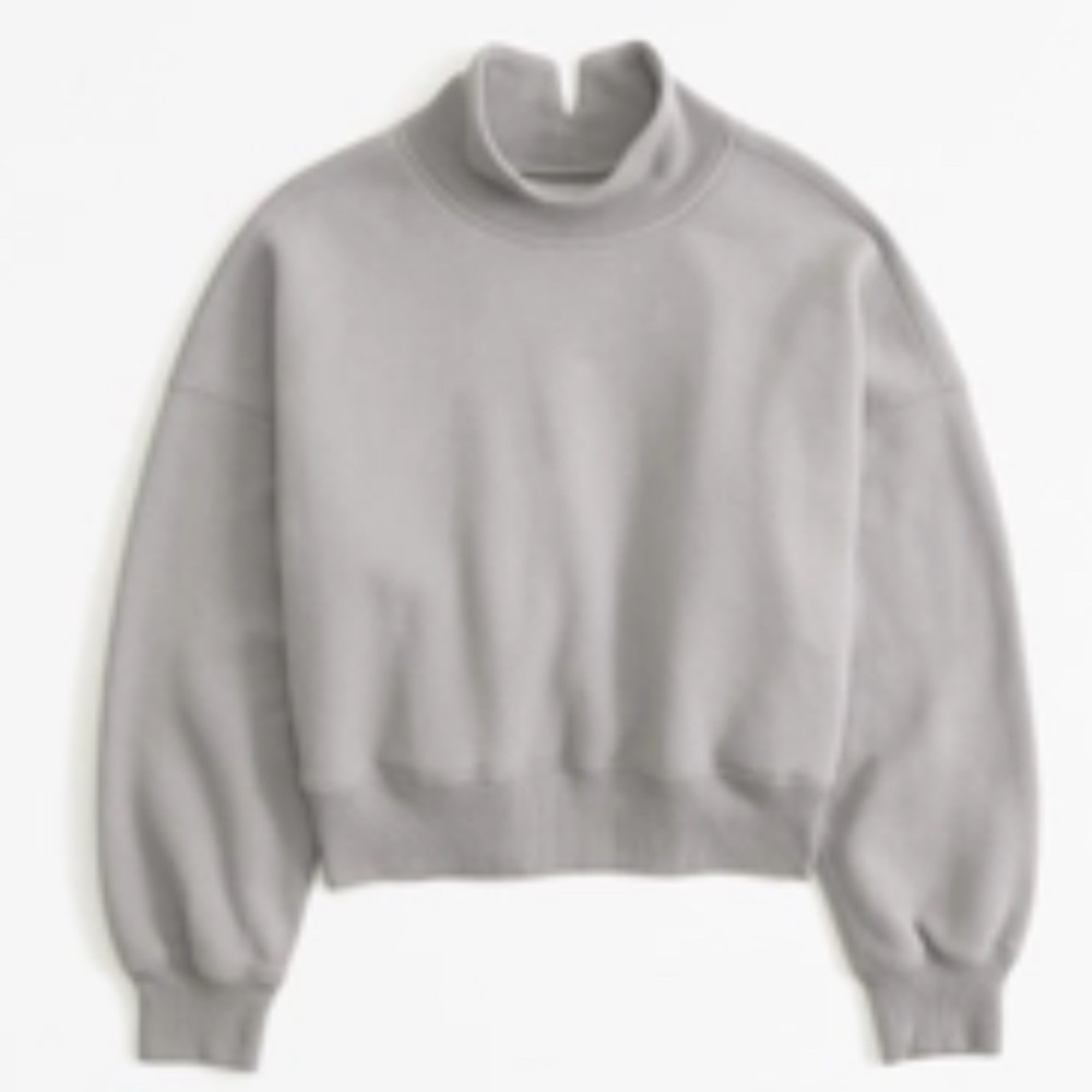 Abercrombie & Fitch Essential Sunday Mock Crew Women's Sweater in Taupe Grey